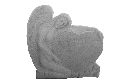 Small Angel Holding Heart 2-2.5x0-6x2-8.5 AP China Grey Fully Carved Angel w/ Roses