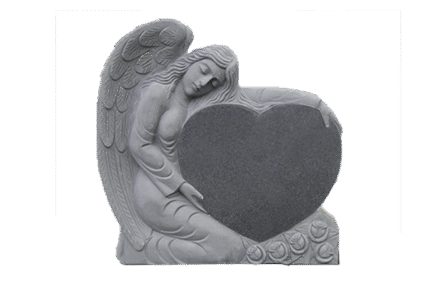 Large Angel Holding Heart 3-0x0-8x3-0 P5 Dark Cloud Grey Fully Carved Angel w/ Roses