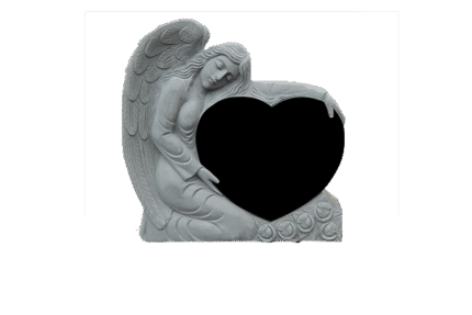 Large Angel Holding Heart 3-0x0-8x3-0 AP Jet Black Fully Carved Angel w/ Roses