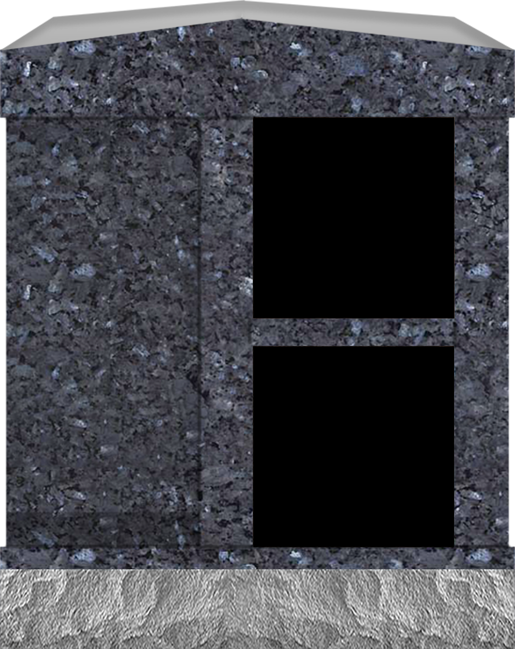 COL179BPJB_2NICHE.png 2 Niche Columbarium w/ Alcove 30.5x15.7x37.4 Blue Pearl/JB Blue Pearl Walls/Jet Black Doors; 2" Margin on Base CFS-A-139-inch - Image 1