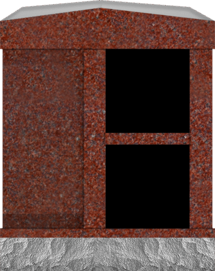 2 Niche Columbarium w/ Alcove 30.5x15.7x37.4 India Red/JB India Red Walls/Jet Black Doors; 2" Margin on Base CFS-A-139-inch